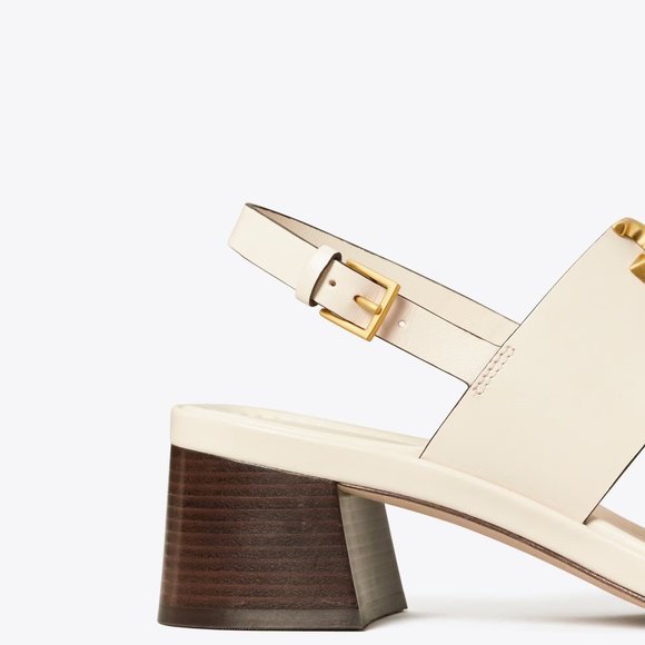 Tory Burch $348 Eleanor Heel Sandals New Ivory Cream - Picture 8 of 9
